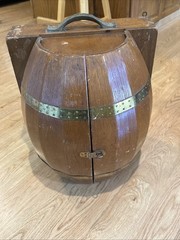 Vintage Mid-Century Barrel Bar Cabinet