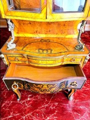 19century Louis XV Marquetry, Parquetry & Gold Gilded Bronze two tiered Cabinet