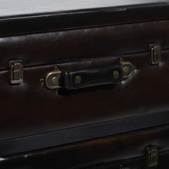 Faux Leather Room Cabinet Vintage Faux Leather Storage Cabinet with Buckles and
