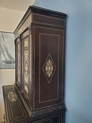 19th century Ebonized Inlaid Cabinet on stand Italian or French