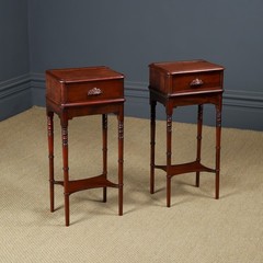 Antique English Victorian Small Pair Mahogany Bedsides Locker Tables Nightstands