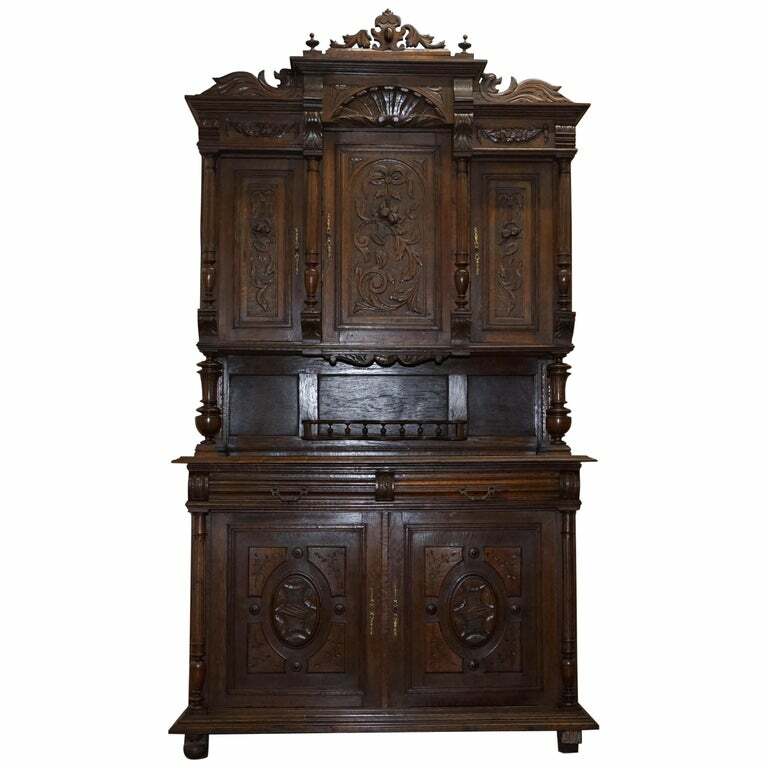 LOVELY HAND CARVED SOLID OAK DUTCH CUPBOARD ORNATE DETAILING CHEST OF DRAWERS