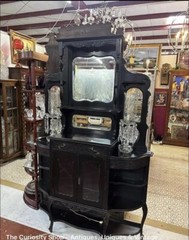 VICTORIAN Hand Carved EBONIZED Mahogany ETAGERE Parlor Cabinet-So BEAUTIFUL!!!