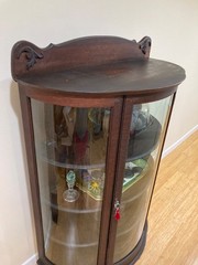 Unique Antique Curved (Bow) Glass China and Curio Cabinet