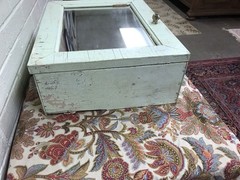 ANTIQUE SHABBY LIGHT GREEN MEDICINE CABINET CUPBOARD W/MIRROR 18 X 14 X 6” DEEP