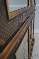 70937: EJ VICTOR Chinoiserie Eglomise Mirror Door Bar Cabinet