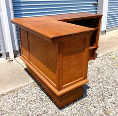 Antique Quarter Sawn Oak L Shaped General Store Counter Bar 1920s