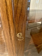 Beautiful Real Wood, Glass, And Mirror Curved Display Case With Lock And Key
