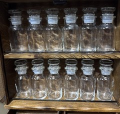 Antique Apothecary Mini Cabinet – Bathroom Pharmacy Wall Shelf w Doors & Bottles