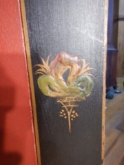 1920 Japanned Oriental handpainted Corner Cabinet Cupboard Chinoiserie Asian