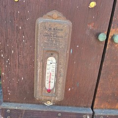 Antique Wood Wall Cabinet L.H. Hamm Thermometer Rustic Primitive Apothecary