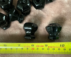 18 Vintage antique BLACK GLASS 1.25” Cabinet/door KNOBS