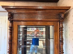Vitrine, Louis XVI Vernis Martin Style, Carved Walnut fromFrance 1860