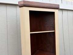 67870 Tall Rustic Corner Cabinet with Dual Tone Finish and Shelves