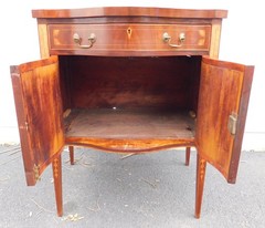 Antique Hepplewhite Style Mahogany Bow Front Short Sideboard Storage Cabinet