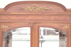 Antique French Louis XVI Style 94″ Curio China Display Cabinet Bookcase w Bronze