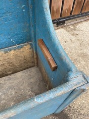 Antique 19th Cent Primitive Pine Blue Painted Cupboard Grain Box Sink we Deliver