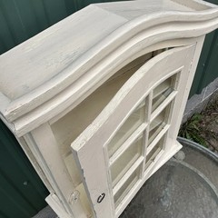 Antique Wooden Cabinet Glass front/sides Arched front, Shelves, Oneofakind Heavy