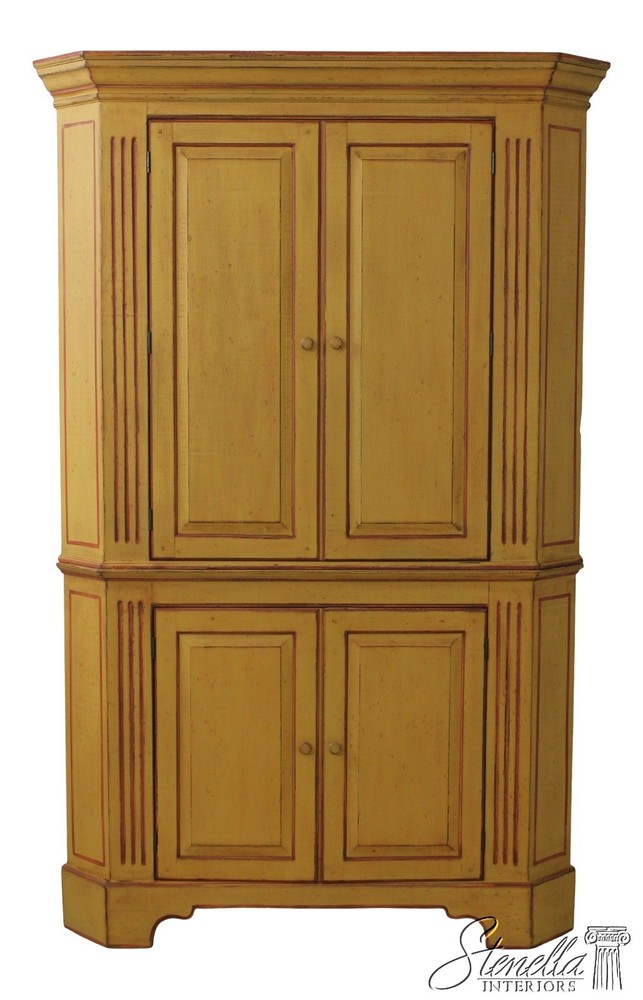 L56916: Primitive Style Paint Decorated Corner Cabinet Cupboard