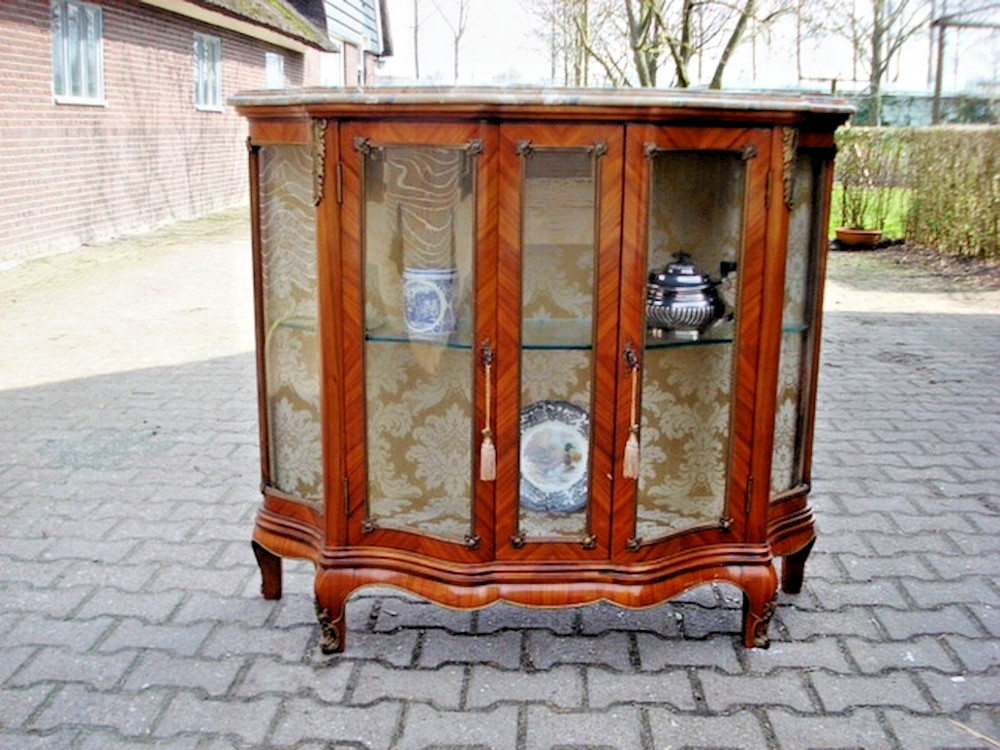 Showcase Sideboard Louis XVI French Antique Vitrine Marble Top 19th Century