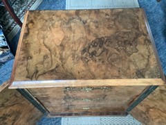 Victorian stunning LARGE bur Walnut/brass Collectors 3draws &key Cabinet C1850