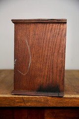 Vintage apothecary wood Cabinet antique counter flap door safe lock no key oak