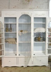 Painted Cottage Shabby Chic French Bookcase / China Hand Made Display Cabinet