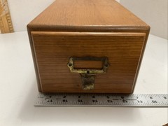 One Drawer Oak File Card Drawer w/ Brass handle Library Ref 4×6