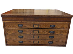 Restored Antique Oak Planfile Cabinet Four Drawer Unit Economy Drawing Table Co