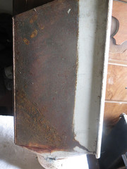 Antique Hoosier Cabinet Metal Flour Bin Sifter Hand Crank 25″-19″ (h) and 7″ (w)