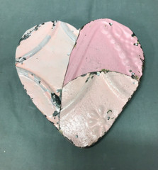Decorative Salvage Pink Tin Ceiling 8″ Patchwork Metal VTG Heart Old 143-25B
