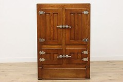 Farmhouse Antique Ash Ice Box Kitchen Pantry or Bar Cabinet #53682