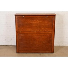 Antique Mission Oak Arts & Crafts Standing Map Case, Circa 1900