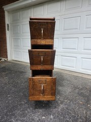 Early 1900’s Globe Tiger Oak 3 Drawer File Cabinet Restored