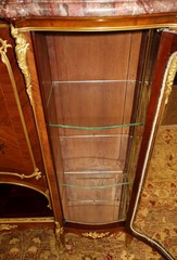 Marble Top French Ormolu Kingwood Inlaid Marquetry Vitrine Attributed To Linke