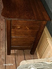 Antique Tiger Oak Dry Sink Wash Stand Cabinet With Towel Bar