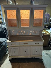 Heirloom Rose China Cabinet |Blush Pink Hutch Rose Gold Lighted Display Cabinet