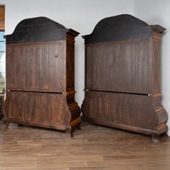 20th Century Pair of Large Rococo Inlaid Marquetry Cabinets, Sweden