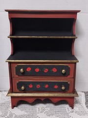 Vintage Salesman’s Sample Wood Hutch Buffet / Doll Sized 15″ Country Folk Art