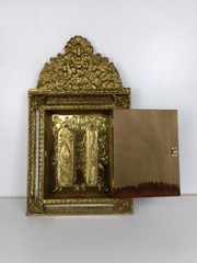Vintage mirror Brush Brass Glass Cabinet Continental Ornate Brushes Included Wal
