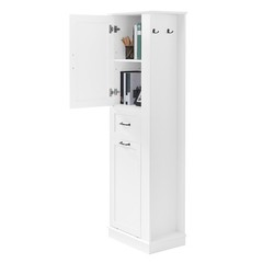 Modern Tall Storage Cabinet TiltOut Compartment Adjustable Shelves 80LB Capacity