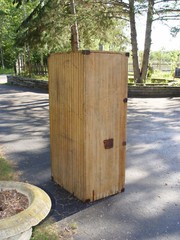 Tall Pine Three-Door Ice Box, Pantry. Old Mustard White Paint
