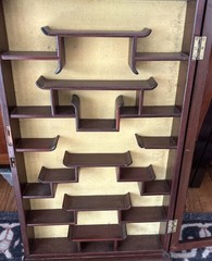 Vintage China cabinet Curio mount 18 shelves Cloth Backed, See Description