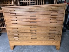 Antique Hamilton Blueprint 10 Drawer Flat-File Cabinet