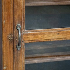 Small Antique Indian Teak Glass Front Display Cabinet