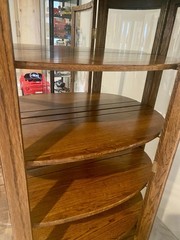 Beautiful Real Wood, Glass, And Mirror Curved Display Case With Lock And Key