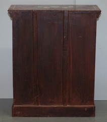 LOVELY CIRCA 1900 ORIENTAL HAND PAINTED SIDE CUPBOARD BOOKCASE METAL STRAP WORK