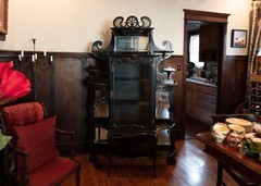 Freestanding Black Ornate Rosewood Cabinet 1800-1899 Glass Mirror Wood Antique