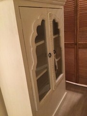 Antique Cabinet Hutch Carved Rose French Provincial Country Display Case Curio
