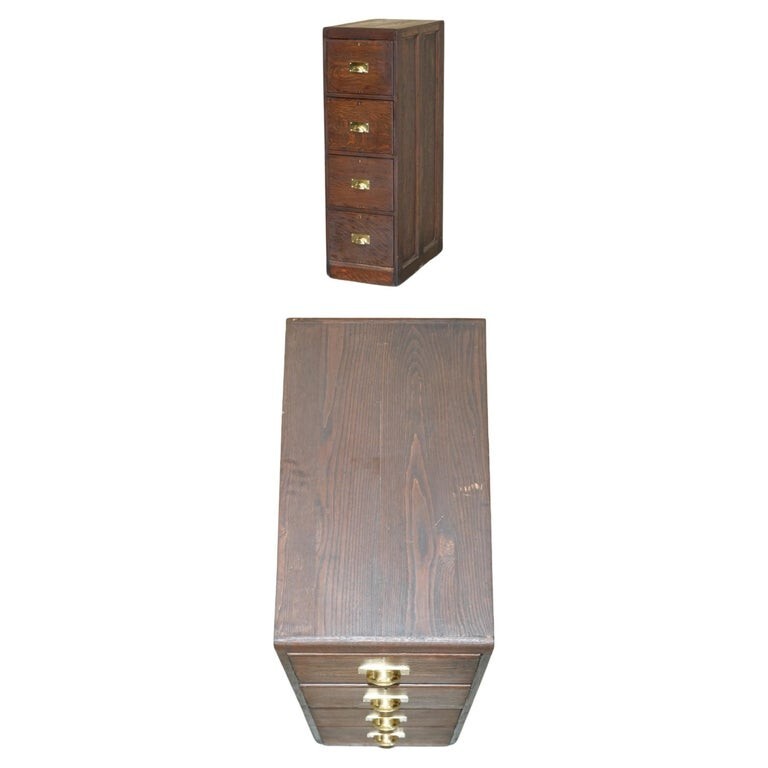 ANTIQUE ART DECO CIRCA 1920’S RESTORED ENGLISH OAK FILING CABINET NEW FITTINGS